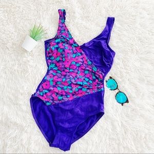 Vintage floral one piece swimsuit